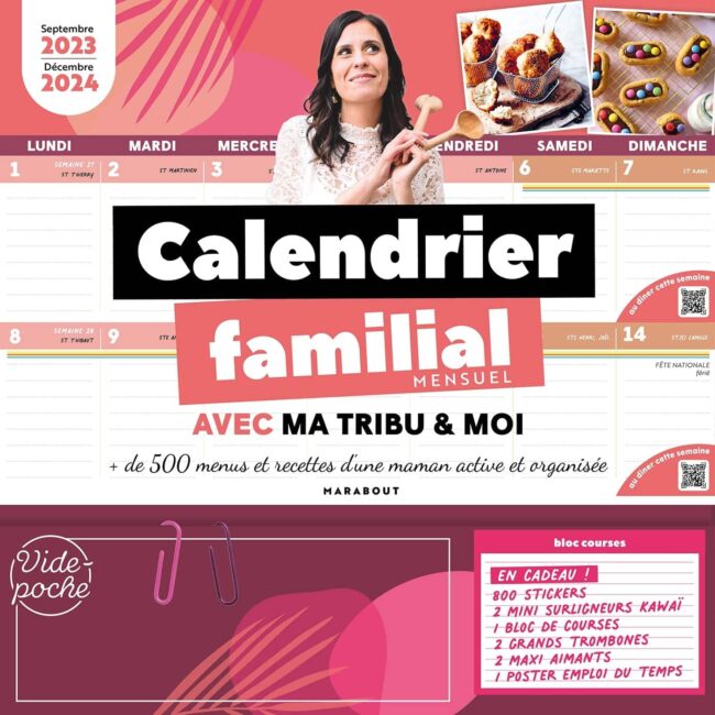 Bloc calendrier hebdo de la famille organisée (édition 2023/2024)