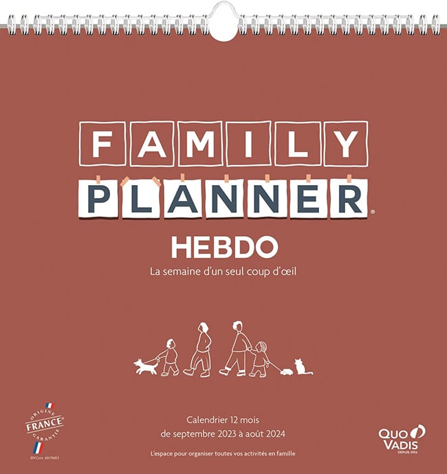 Bloc calendrier hebdo de la famille organisée (édition 2023/2024)
