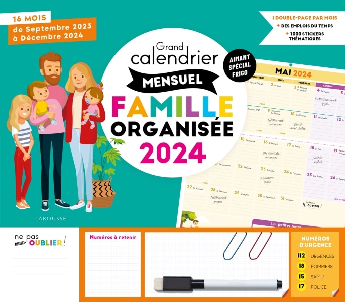 Frigobloc mensuel 2024 - Calendrier d'organisation familial